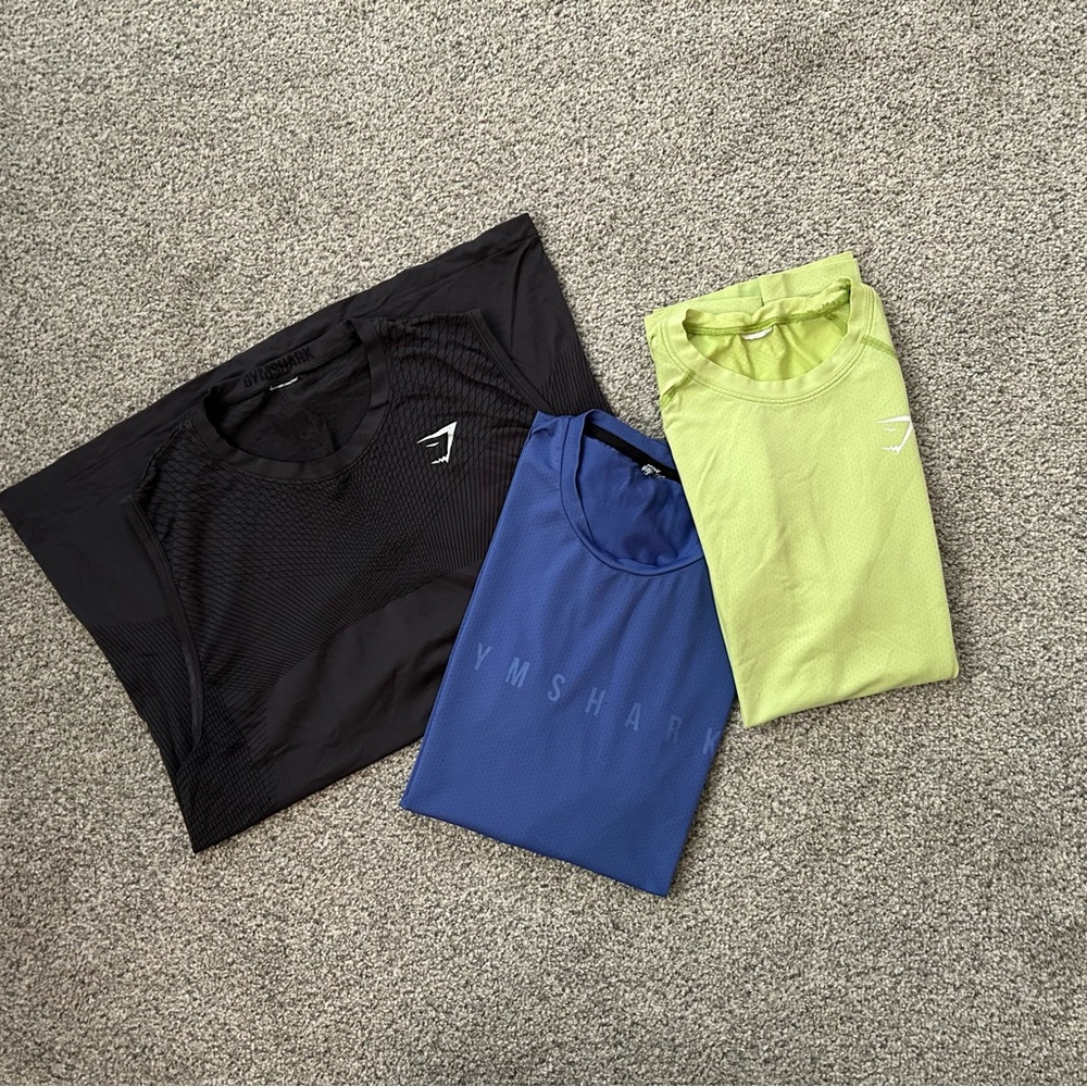 Gymshark Trio: Black, Blue, and Lime Tees